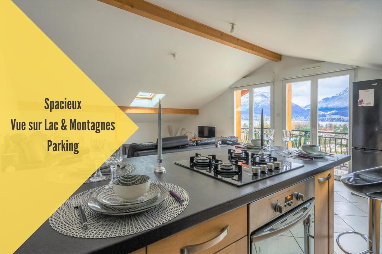 Cabana & Panorama Lac Annecy -Parking & Terrasse Sévrier Екстериор снимка